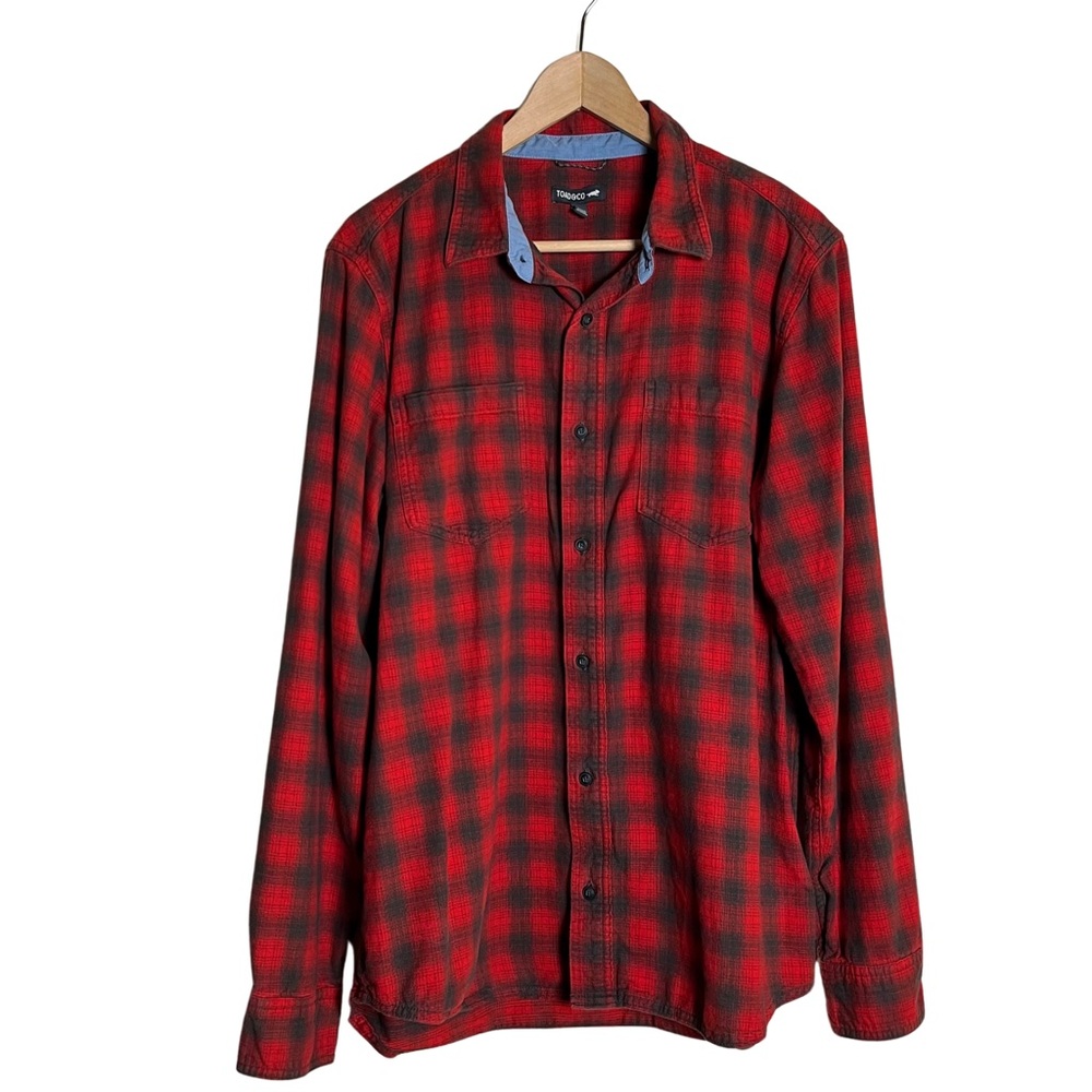 Toad & Co Womens Organic Long Sleeve Flannel Button Down Red Plaid Size Large